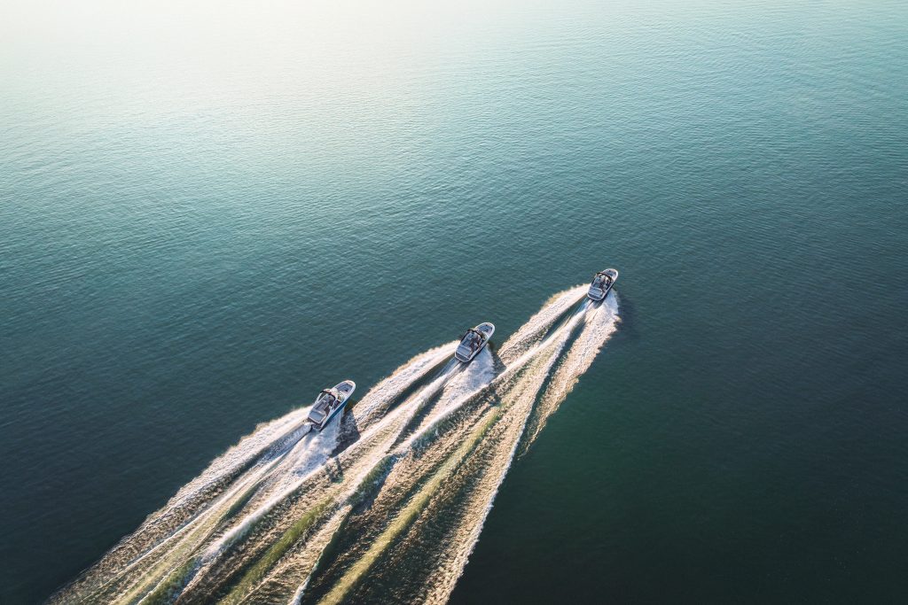 Aerial view of an SDX 230, SDX 230 Outboard and SDX 230 Surf