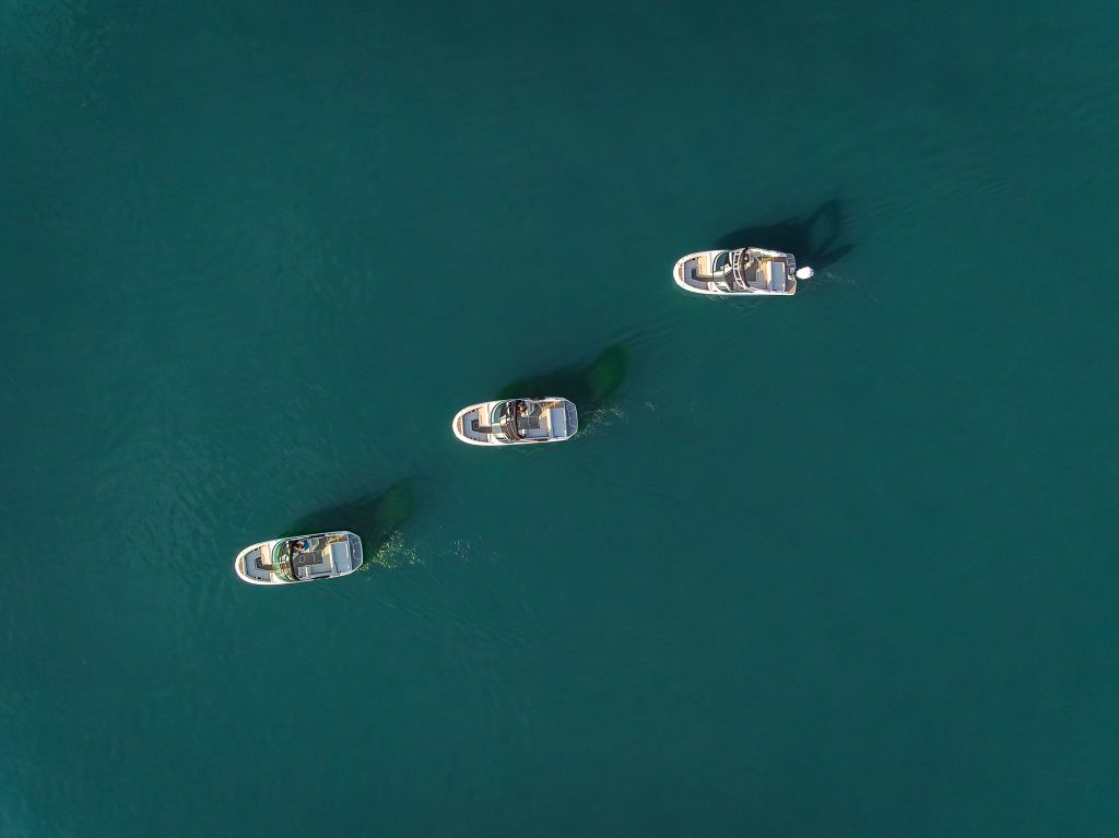 Aerial view of an SDX 230, SDX 230 Outboard and SDX 230 Surf