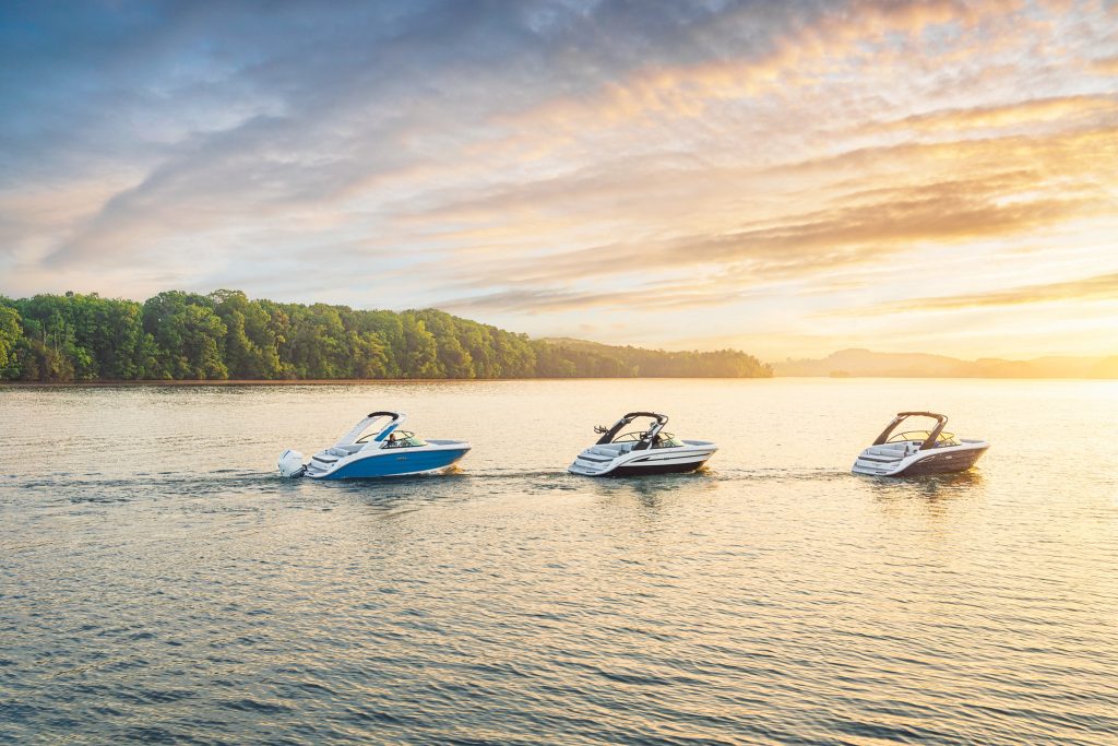 SDX 230, SDX 230 Outboard and SDX 230 Surf at sunset