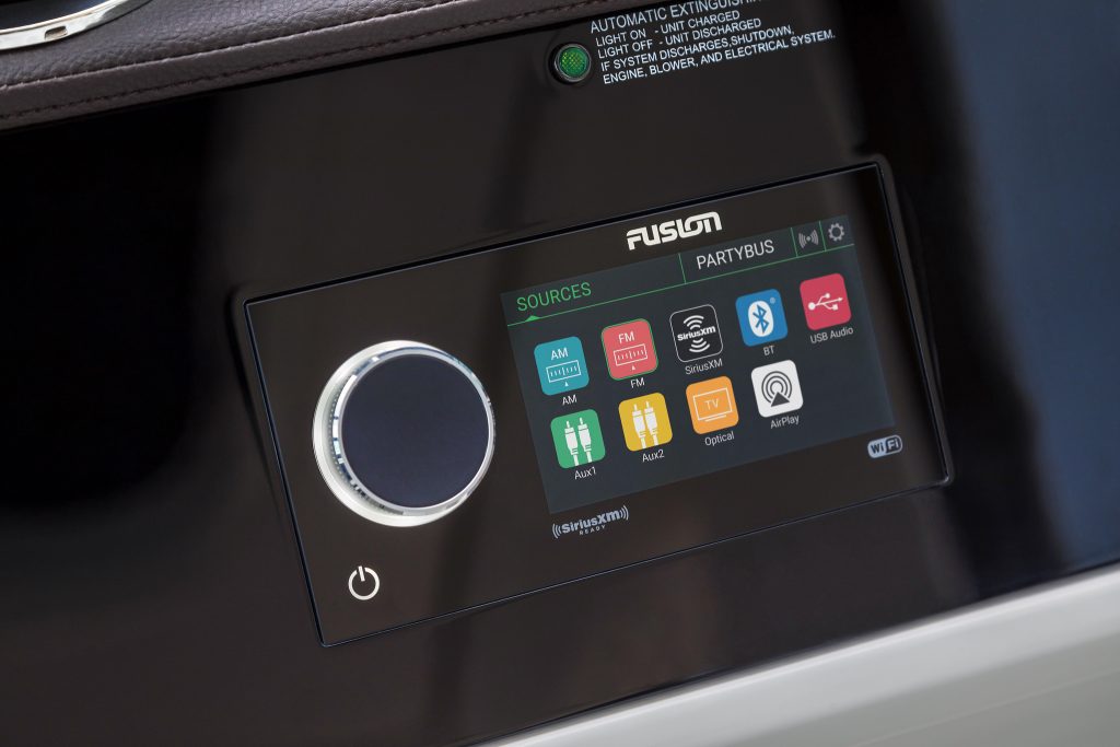 Sundancer 320 dash with Fusion® audio display